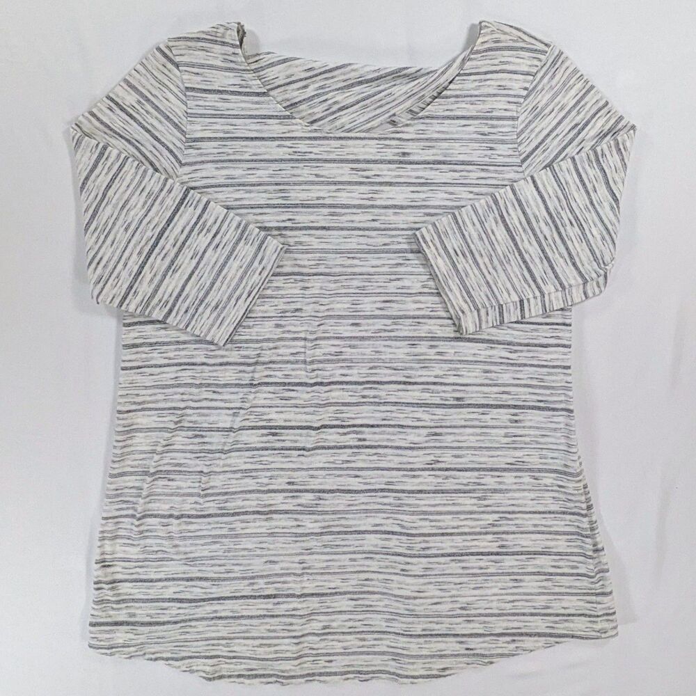 J.Jill Fit Twist Back Tunic Women Med Striped Long Sleeve Tencel Yoga Comfort